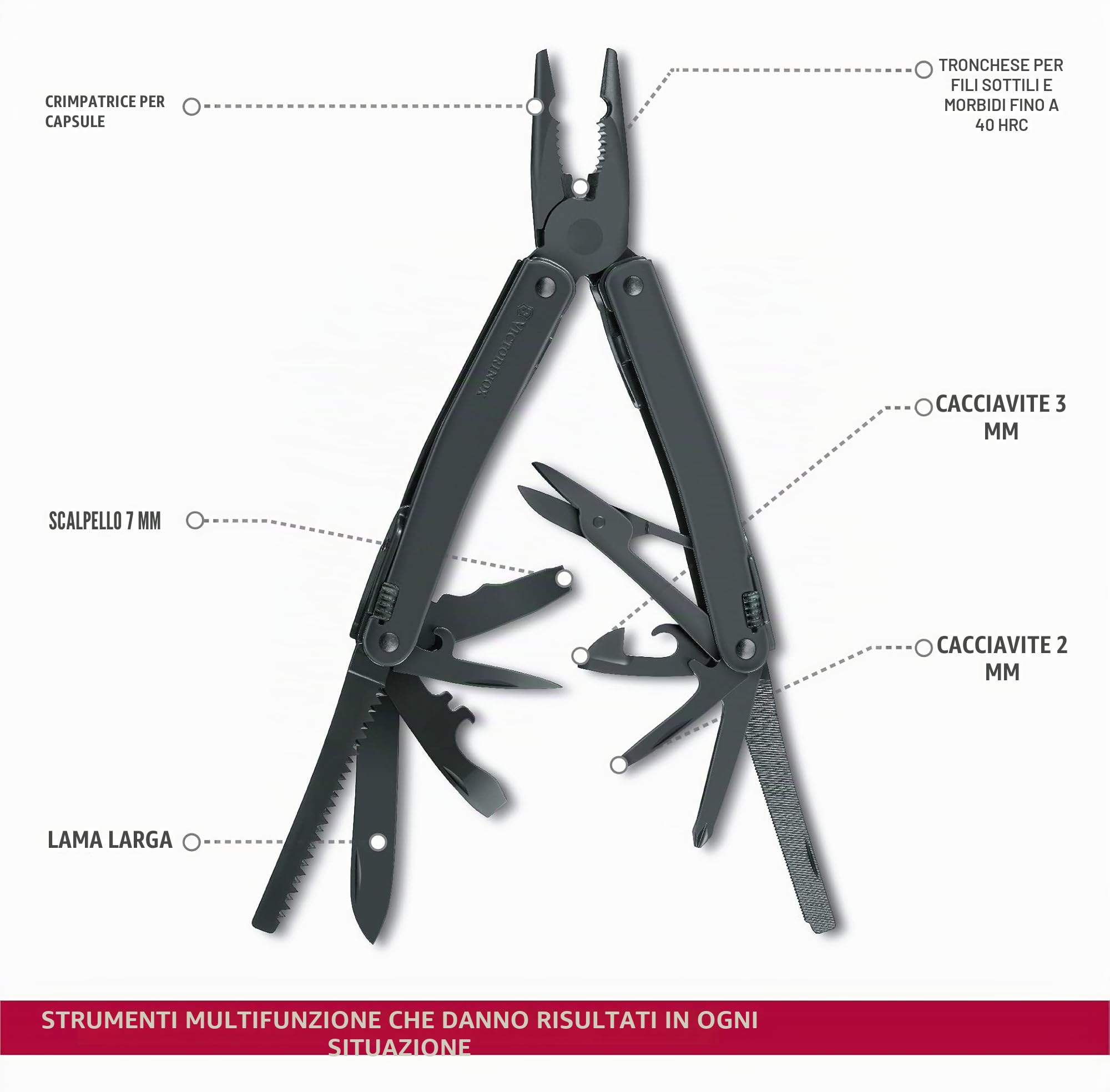 Victorinox Swiss Tool Spirit X Multitool, 25 Funzioni, Pinza e Lama, 105 mm