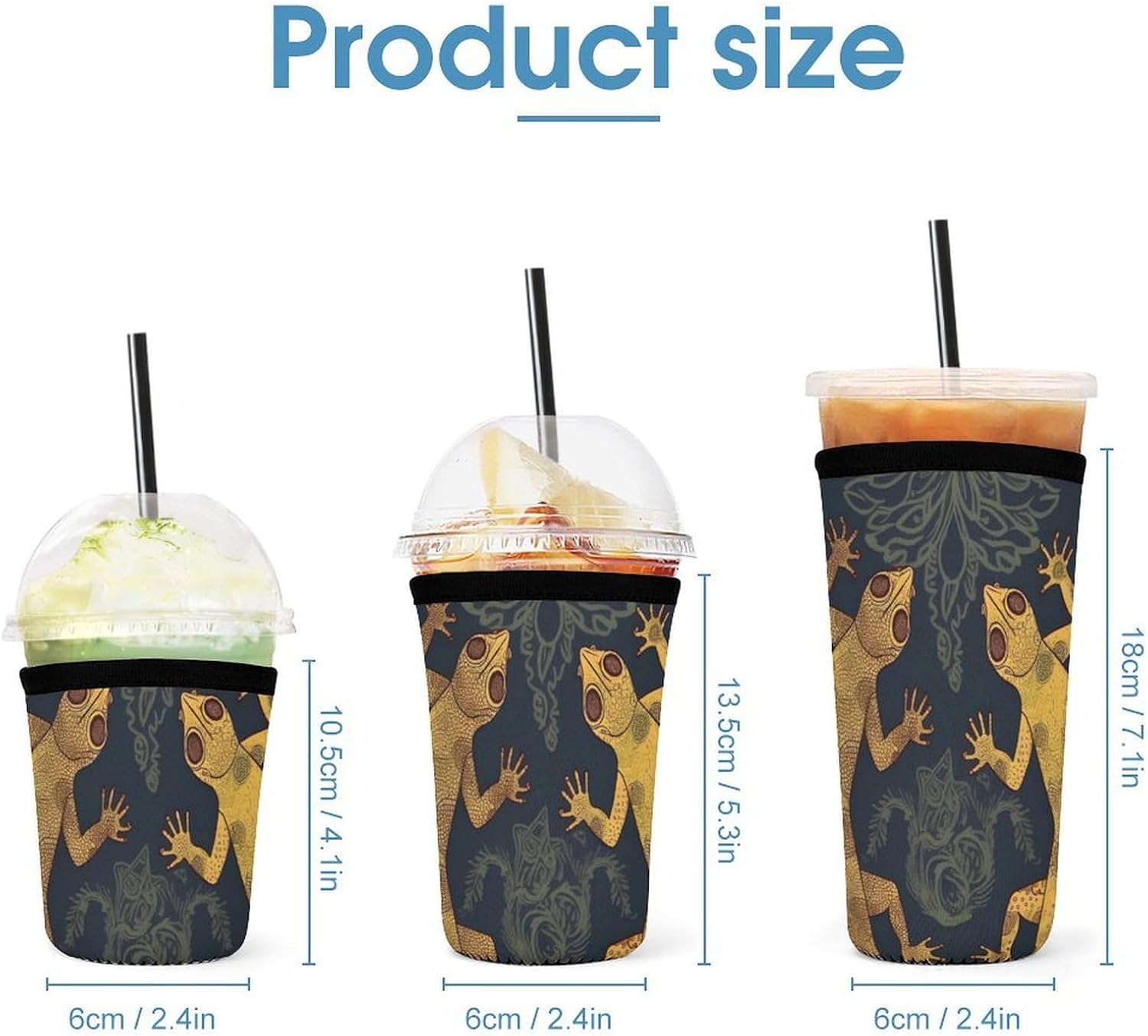 3 Pack Neoprene Cup Sleeves, Stretchy Reusable Drink Cup Cover Universal