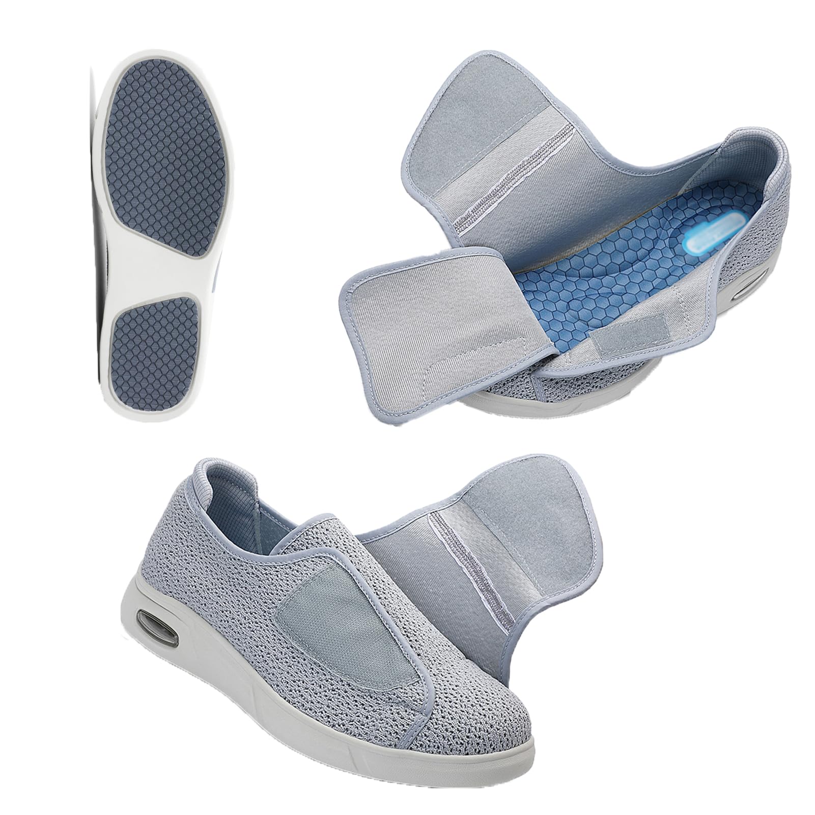 Scarpe Diabetici Donna Uomo Chiusura Regolabile Scarpe Estive Alluce Valgo Scarp Mediche Larghe con Cinturino Rete Traspirante Passeggio Esterni Scarp Ginnastica Piedi Gonfi Ed Edema