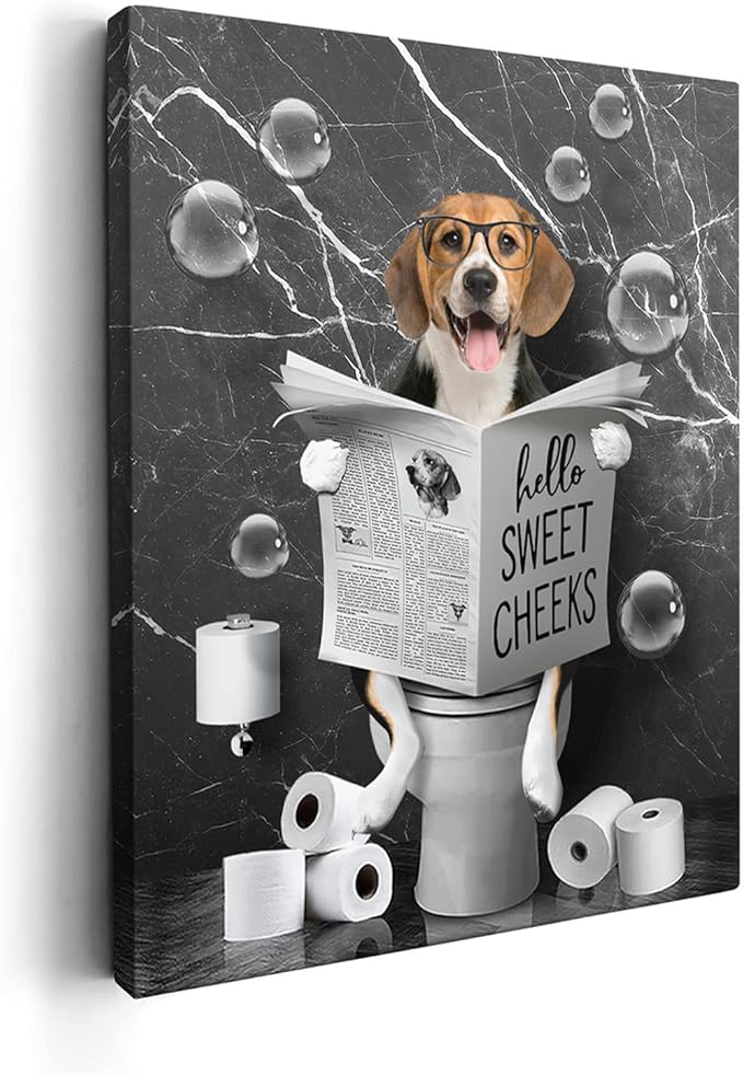 Amazon.com: Kasluolo Beagle Dog Wall Art - Toilet Bathroom Decor, Black ...
