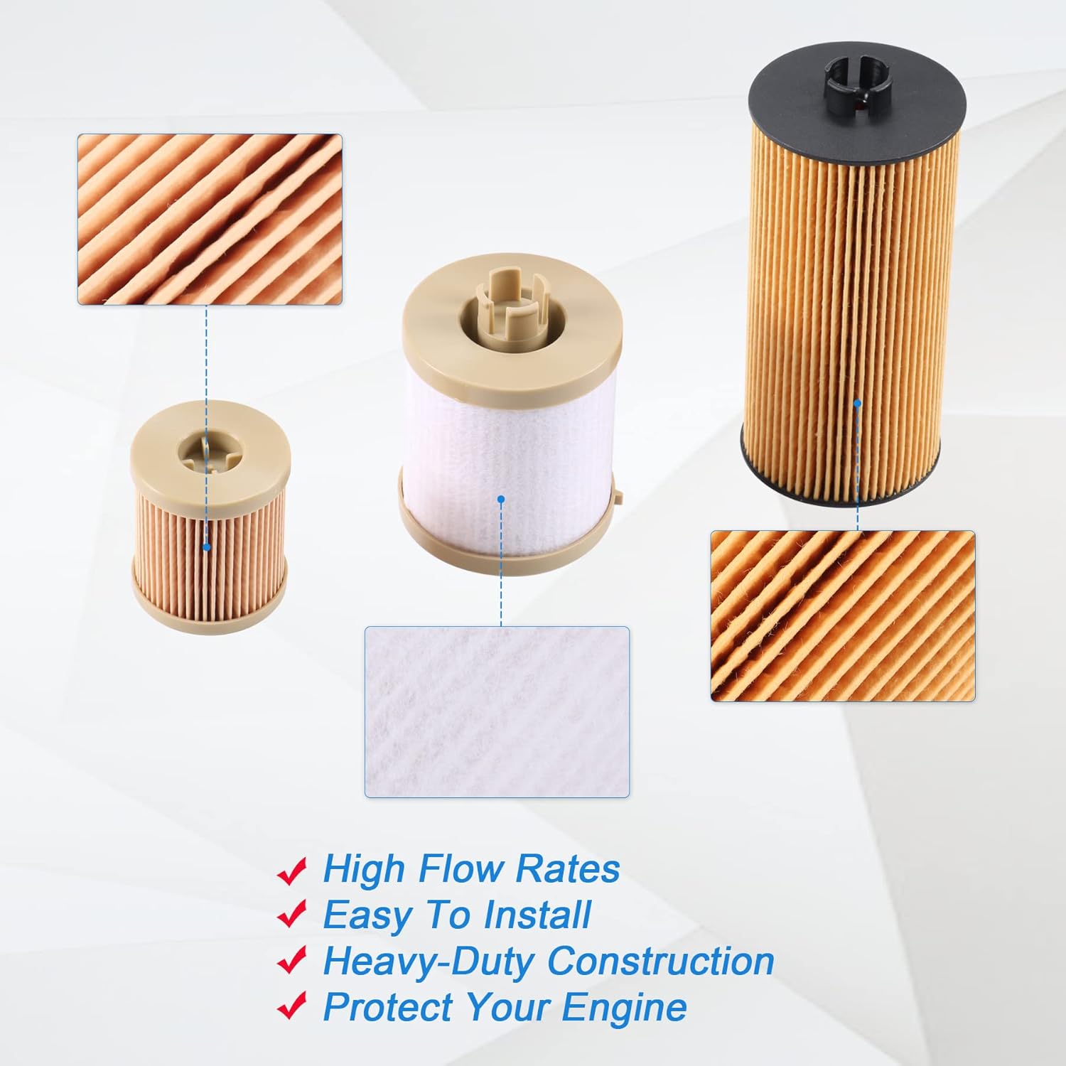 CARMOCAR FD4616 Fuel Filter+FL2016 Oil Filter+FA1778 Air Filters Replacement for Ford 6.0L F250 F350 F450 F550 Super Duty V8 2003-2007 Excursion Powerstroke Diesel 2003-2005