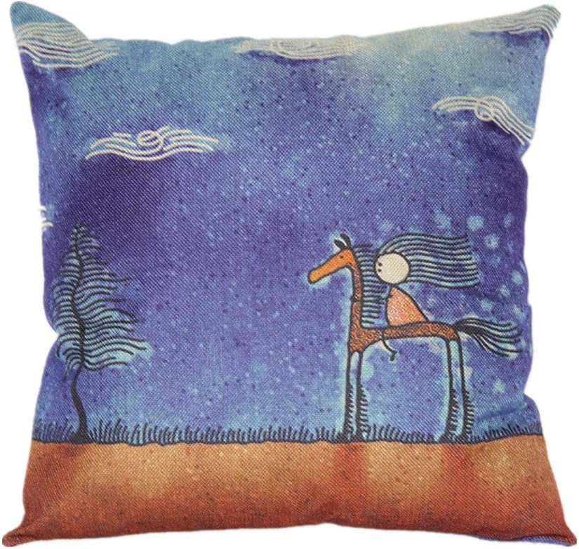 For Kids Windmill Pillow Covers Pillowcase Car Sofa Bed Seat Home Decor (Horse)