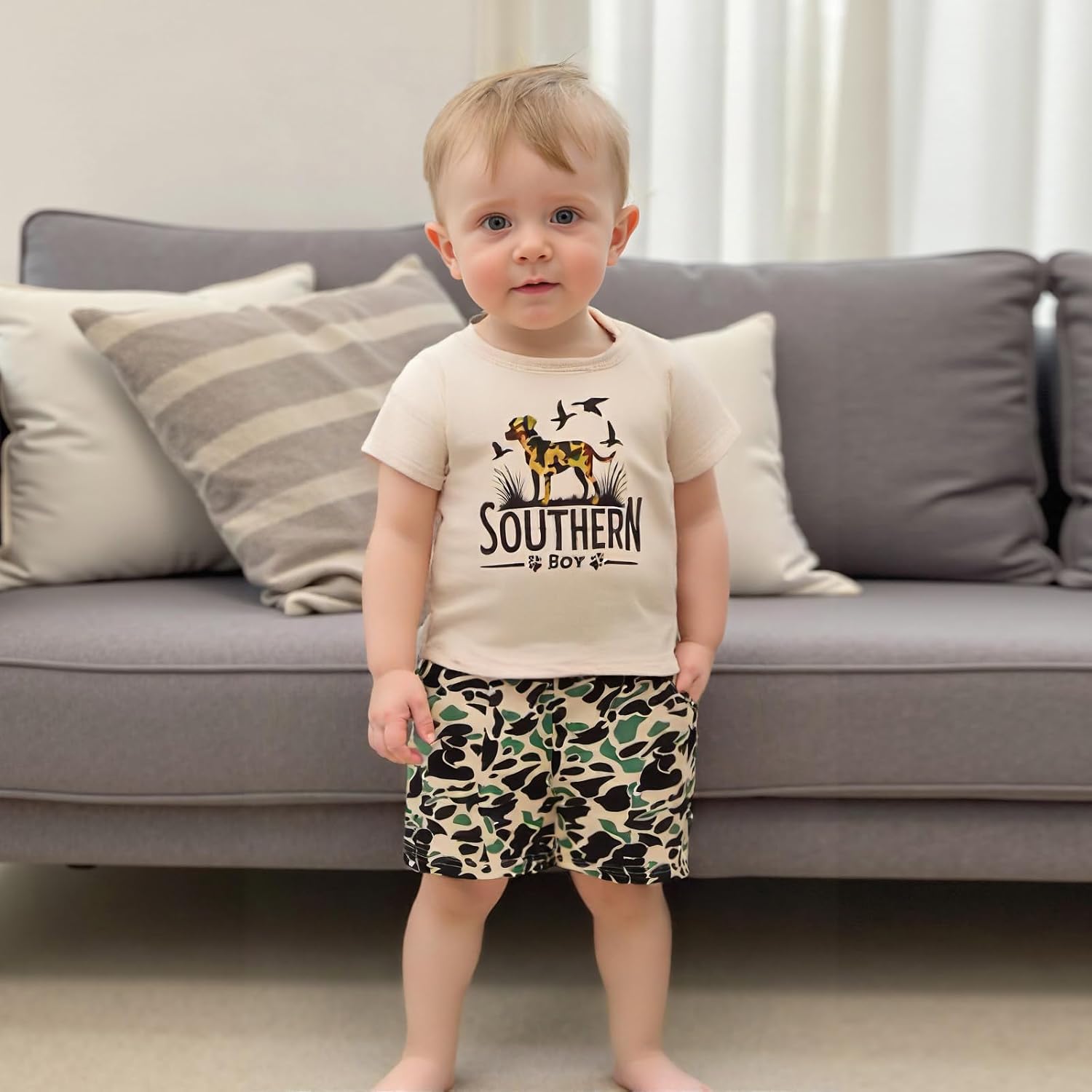 Toddler Baby Boy Summer Outfit Short Sleeve Duck Hunting T-Shirt Tops Casual Shorts Set Infant Newborn Clothes