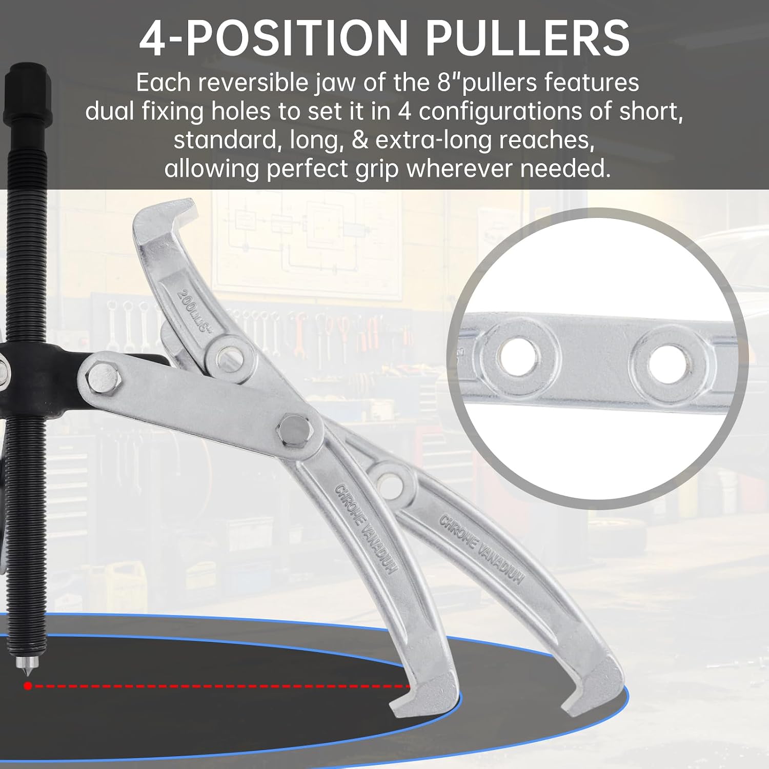 ChgImposs Reversible Jaw Puller for Bearings/Large Gears/Pulleys, 3 Jaws Chrome Vanadium Steel Jaw Puller (8 Inch)
