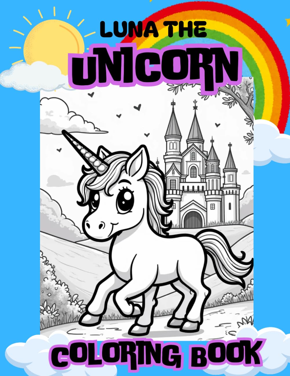 Unicorn Luna Coloring Book: Coloring Activity Book for Kids Ages 3 ...