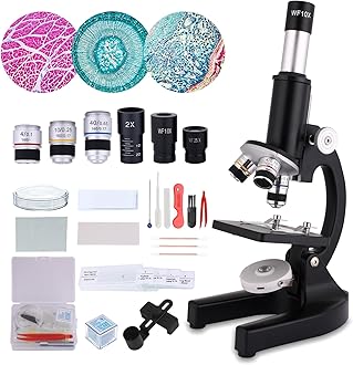 Black Microscope for Adults Kids 40-2000X Magnification Compound Microscope with Microscope Slides Fill Light,Suitable for Children Students Home School Laboratory Microscope kit
