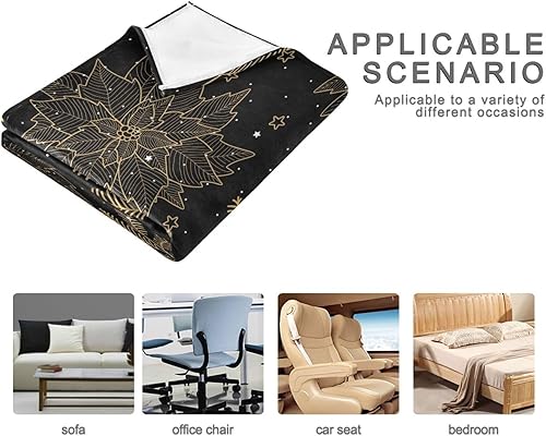 Miniatura 4 de Christmas Golden Elements Blankets & Throws, Microfiber Ultra-Soft Throws for Car, Bed, Living Room, Holiday Blanket, 50"x60"