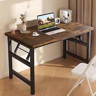 39.4 Inch Foldable Desks for Small Spaces,Foldable Desk No Assembly,Small Table for Bedroom,Rustic Brown.