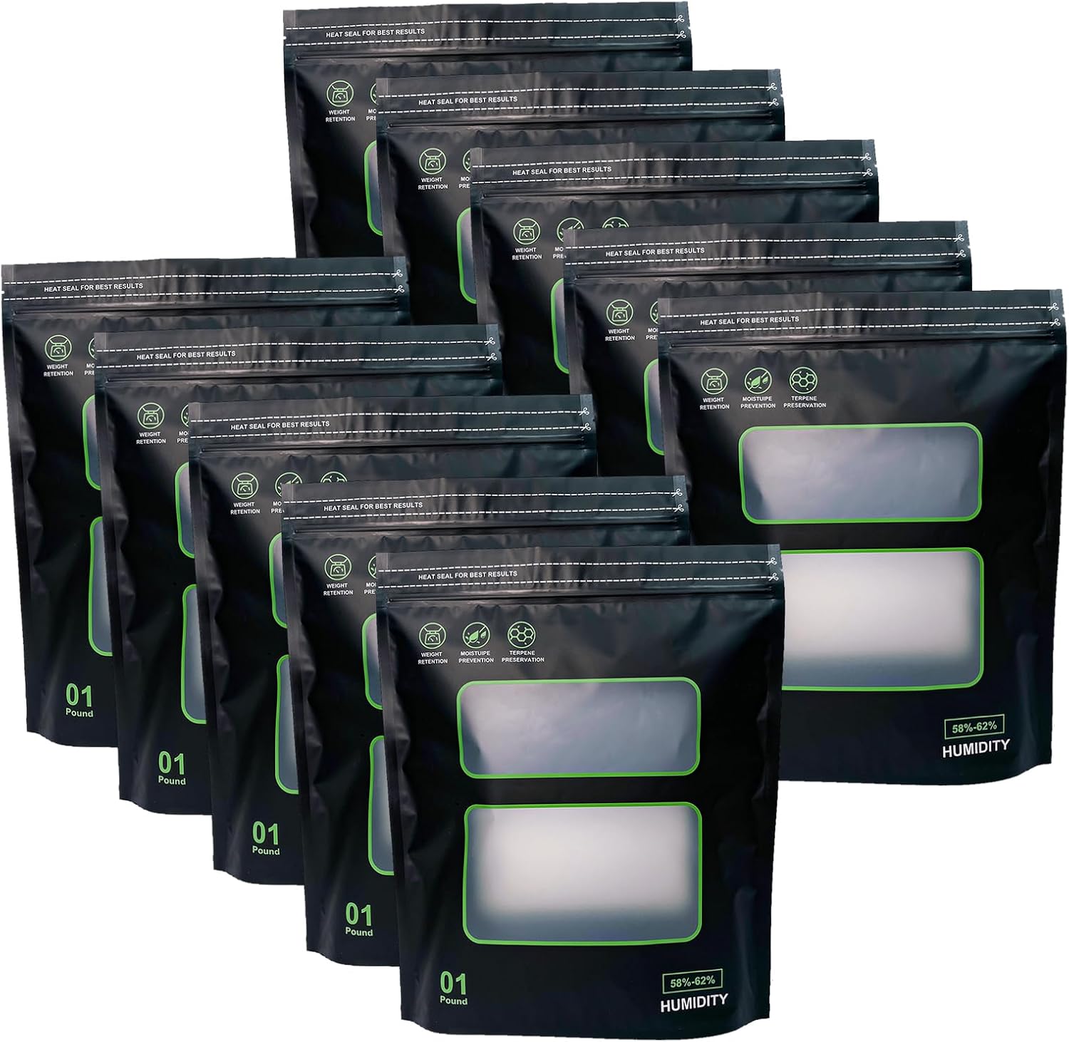 10PCS 1 Pound Storage Terp Bags 5862 RH 2Way Humidity