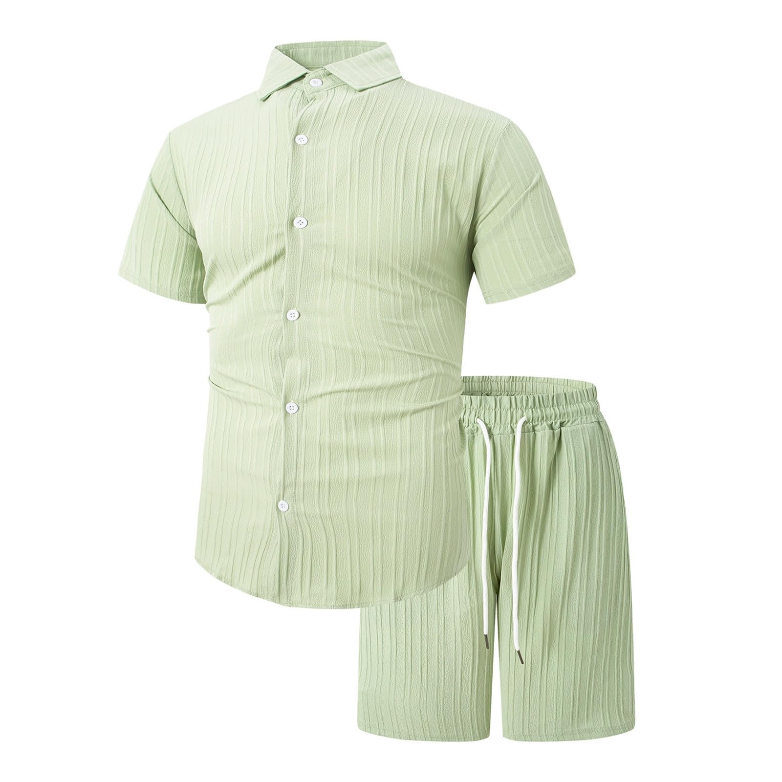 Chemise et Short pour Hommes 2 Pièces Tenues Décontractées Vêtements d'Été Vacances Plage Mariage Costumes Ensemble Jogging Homme Court Été S-3XL