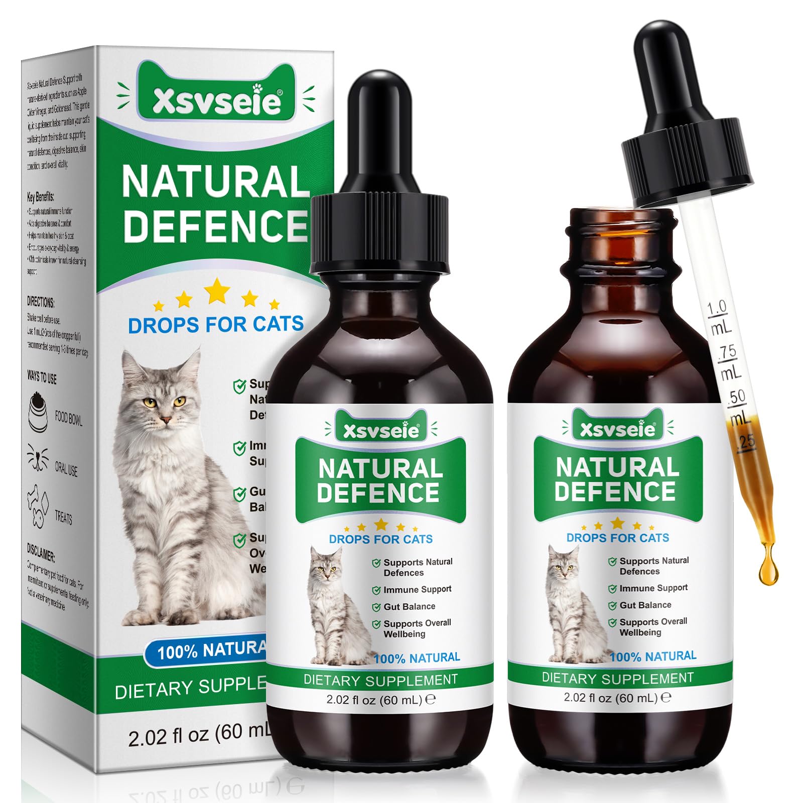 Antibióticos Naturales para Gatos, Antibióticos Gato, Promover La Digestión, Contra la Cistificación Gato, Alivio de la Alergia de Gato, Alivio del Picor para Gatos, Gato Antibióticos para UTI, 60ml*2