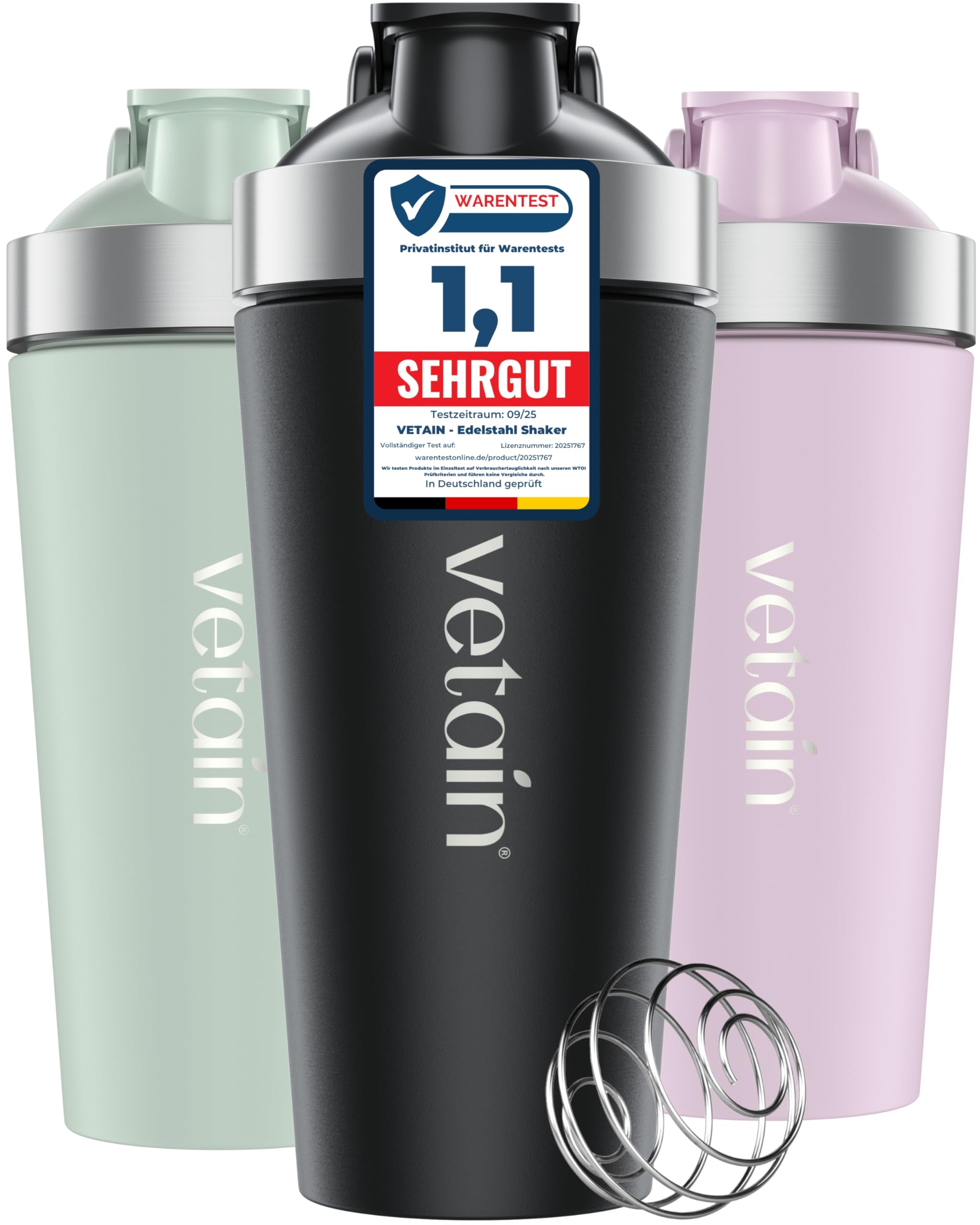 VETAIN Protein Shaker - 700ml - 100% Auslaufsicher - Premium Edelstahl Shaker mit Mixball - Außen gravierte Messskala - Frei von BPA & DEHP - spülmaschinenfest, robust & langlebig