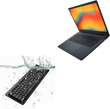 BoxWave Keyboard Compatible with Xiaomi RedmiBook 15 - AquaProof USB Keyboard, Washable Waterproof Water Resistant - Jet Black