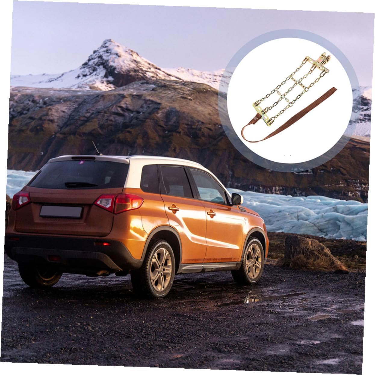 2pcs Car Tire Chains for Snow and Ice Anti-slip Emergency Steel Wheel Chains Quick Installation Nylon Storage for SUV Passenger Vehicle