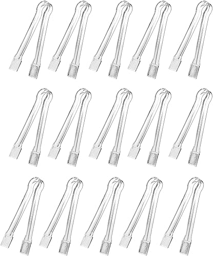 J-Chen - 15 pinzas de plástico para servir bufé, mini pinzas para servir aperitivos, pinzas de cocina transparentes de 6.3 pulgadas, pequeñas pinzas