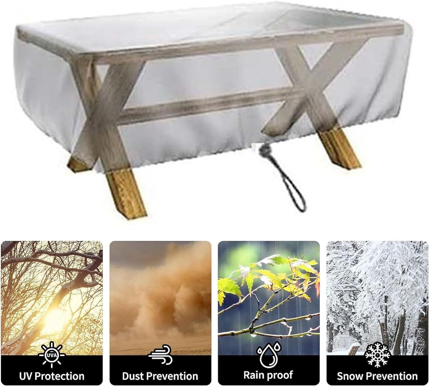 Copertura for mobili da Giardino Foglio in PVC for Esterni Impermeabile e Resistente, Anti-UV, Neve e Vento(Size:200x160x70cm/78.7x63x27.6in)