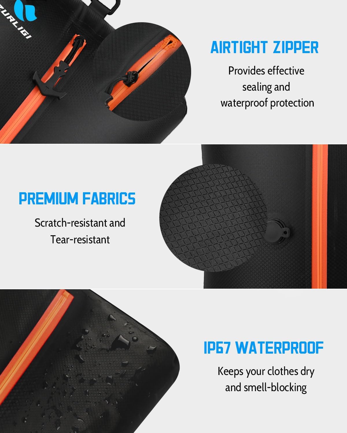 Zurligi Vacuum Compression Bag with Pump for Travel – IPX8 Waterproof Reusable Vacuum Packing Cube, 39L Carry-On Vacuum Seal Bag with Removable Handle for Clothes, Suitcase & Backpack(1-Pack Black) - Image 4