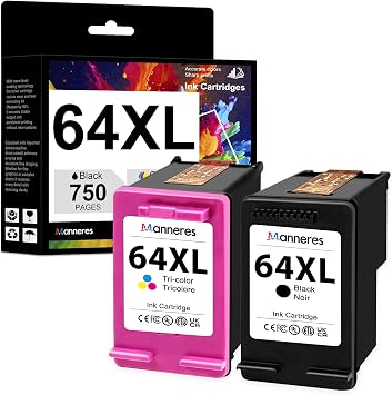 64XL Ink Cartridges Remanufactured Replacement for HP 64XL Combo for Envy Photo 7855 7858 7800 7100 7155 6255 7164 Inspire 7255e 7955e 7958e 7900e Tango Black/Tri-Color