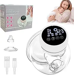 2 In 1 Vestível de Tirar Leite，Bomba de Tirar Leite Elétrica, 3 Modos, 12 Velocidades, RecarregáVel, PortáTil, Silenciosa, Confortável, Sem BPA (branco)