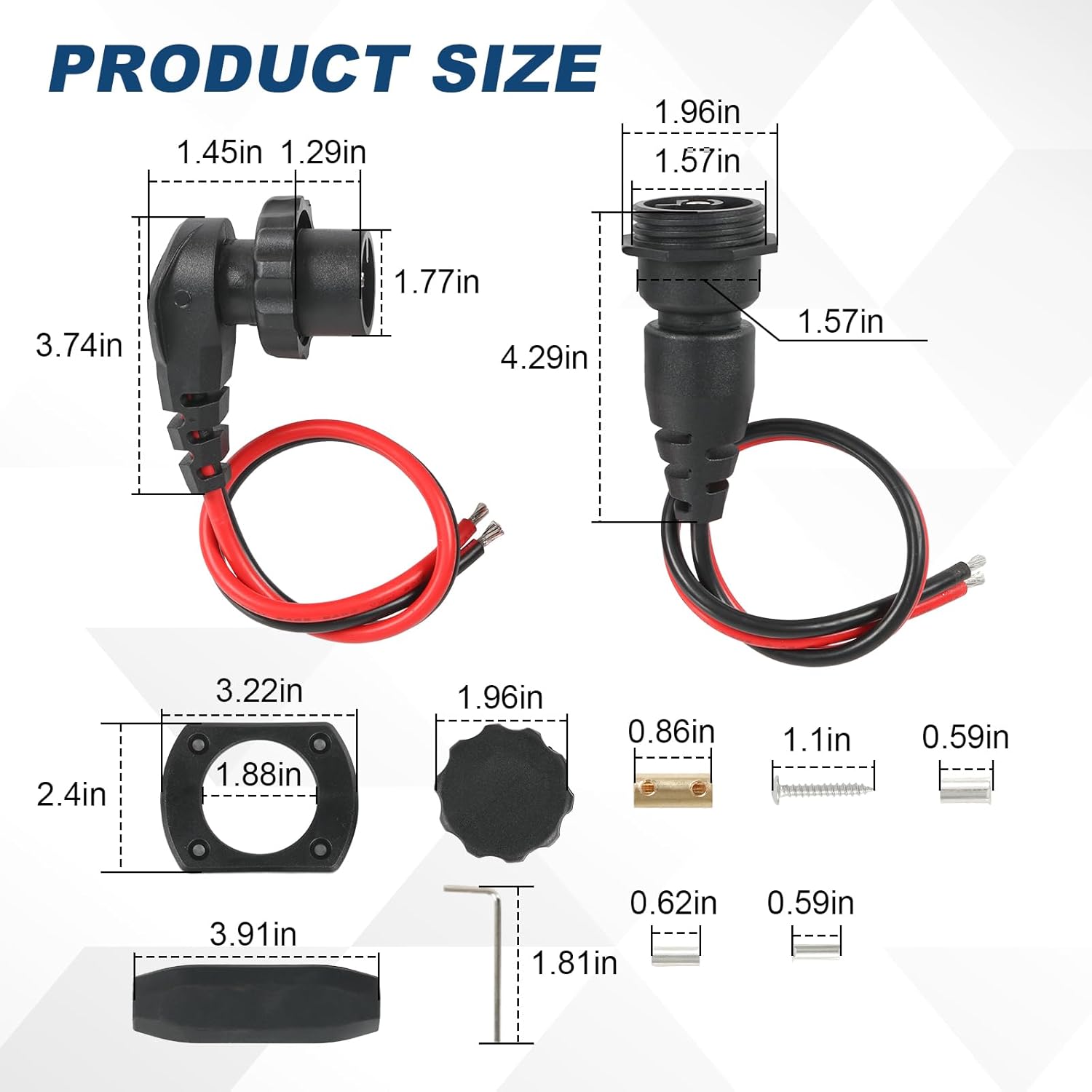 MKR-28 1865120 Trolling Motor Plug and Receptacle For Minn Kota Freshwater and Saltwater Marine Boat Battery Accessory Male Female Connector Socket Waterproof Heavy Duty 8AWG Rated To 60A Up To 48V