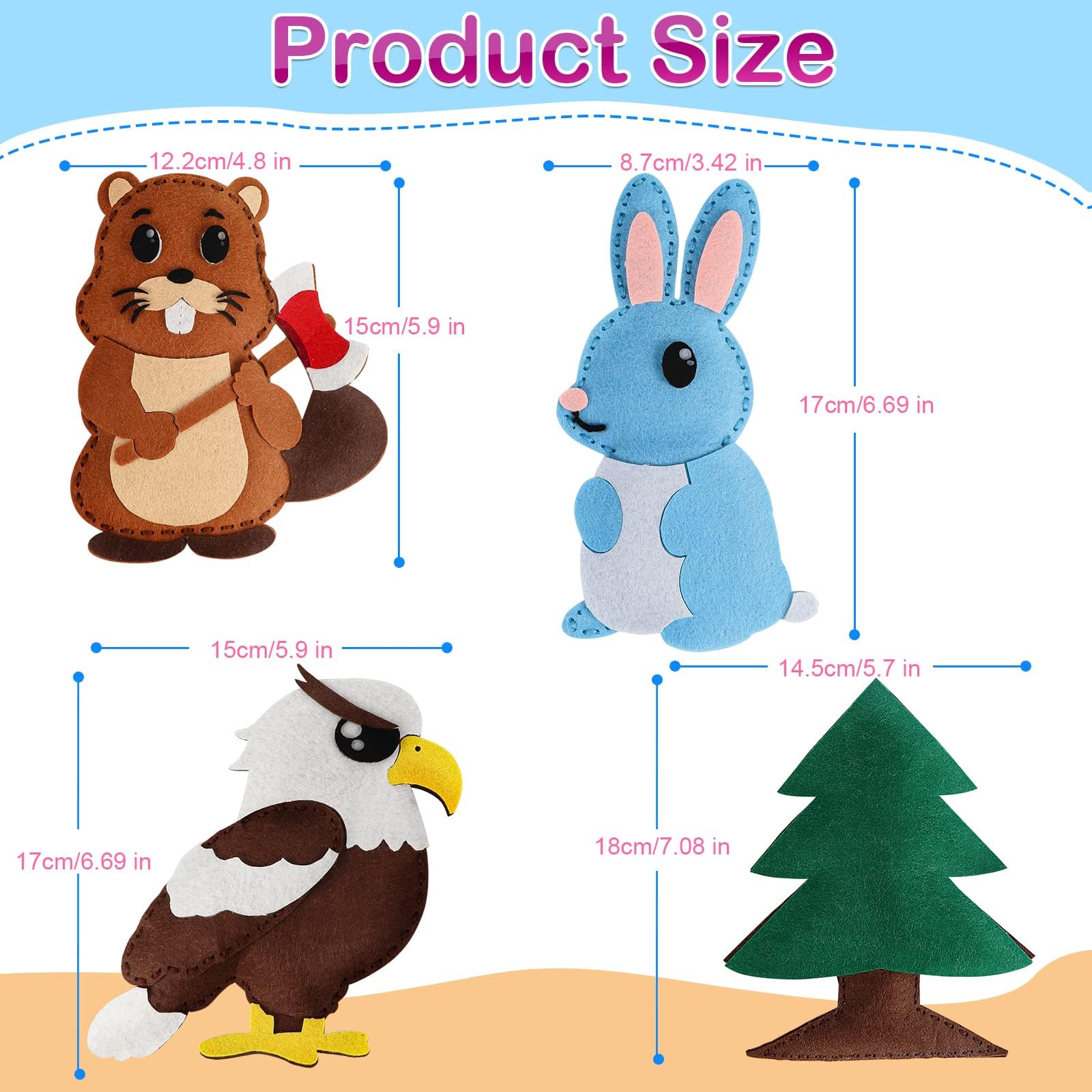 Woodland Sewing Kit for Kids Ages 7 8-12 Safari Jungle Animals Sewing Kit for Beginner, Arts and Crafts for Girls Ages 6-8 8-12 My First Sewing Crafts for Kids Ages 8-12 Girls (Woodland)