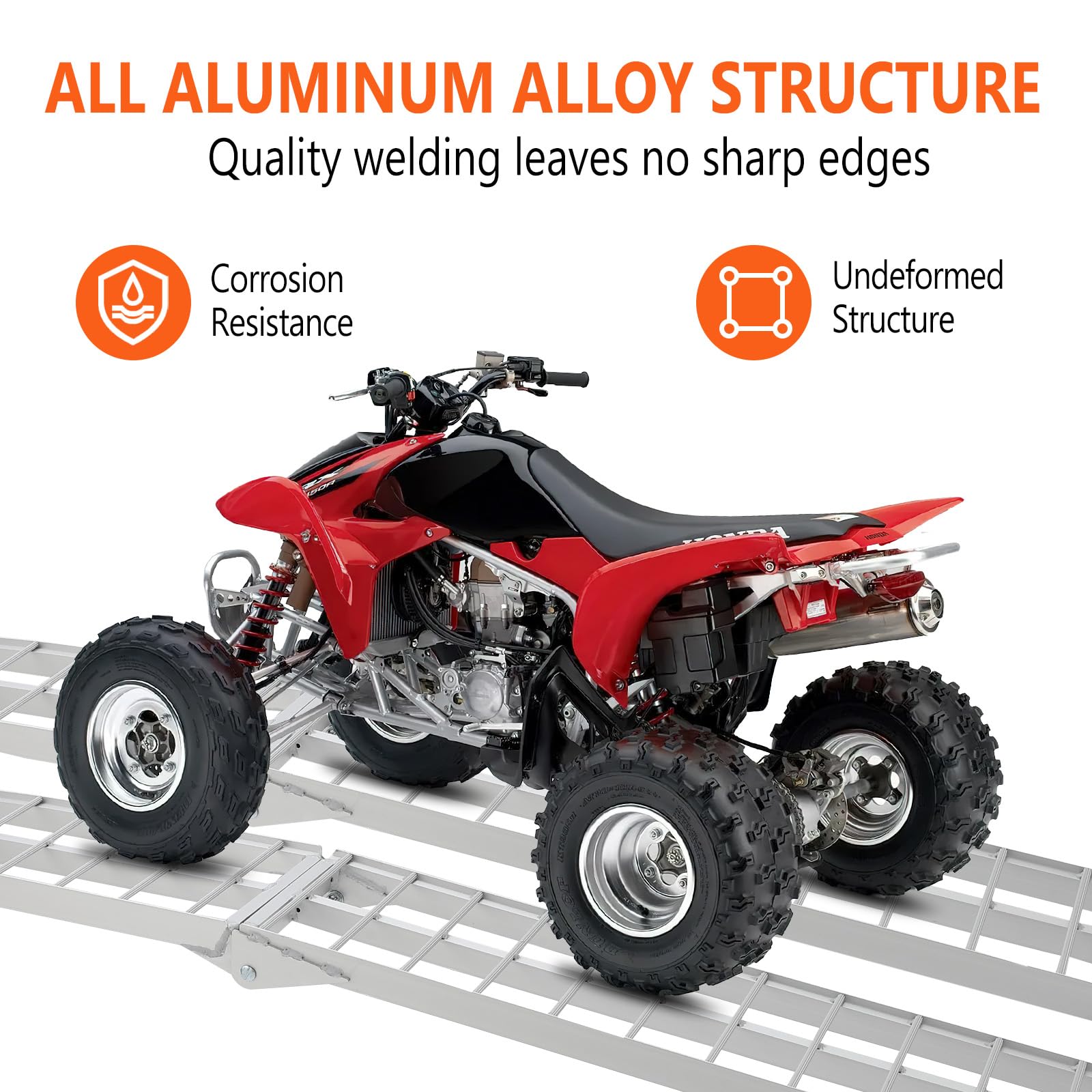 Rampa Carga Aluminio Plegable 1500 LB 2 Piezas 89 × 30 cm Espesor 5 cm para Motocicleta ATV UTV cortacésped