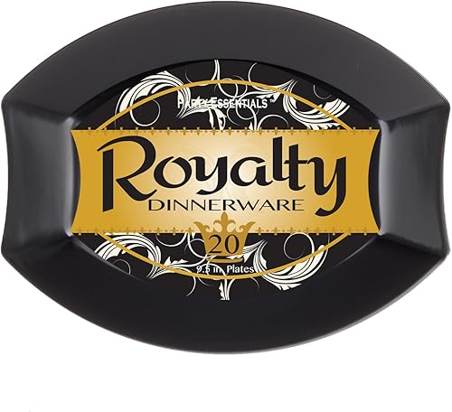 Miniatura 9 de Party Essentials Party Supplies - Vajilla de plástico elegante para bodas, cumpleaños, todas las ocasiones, platos llanos, 20 unidades, color negro