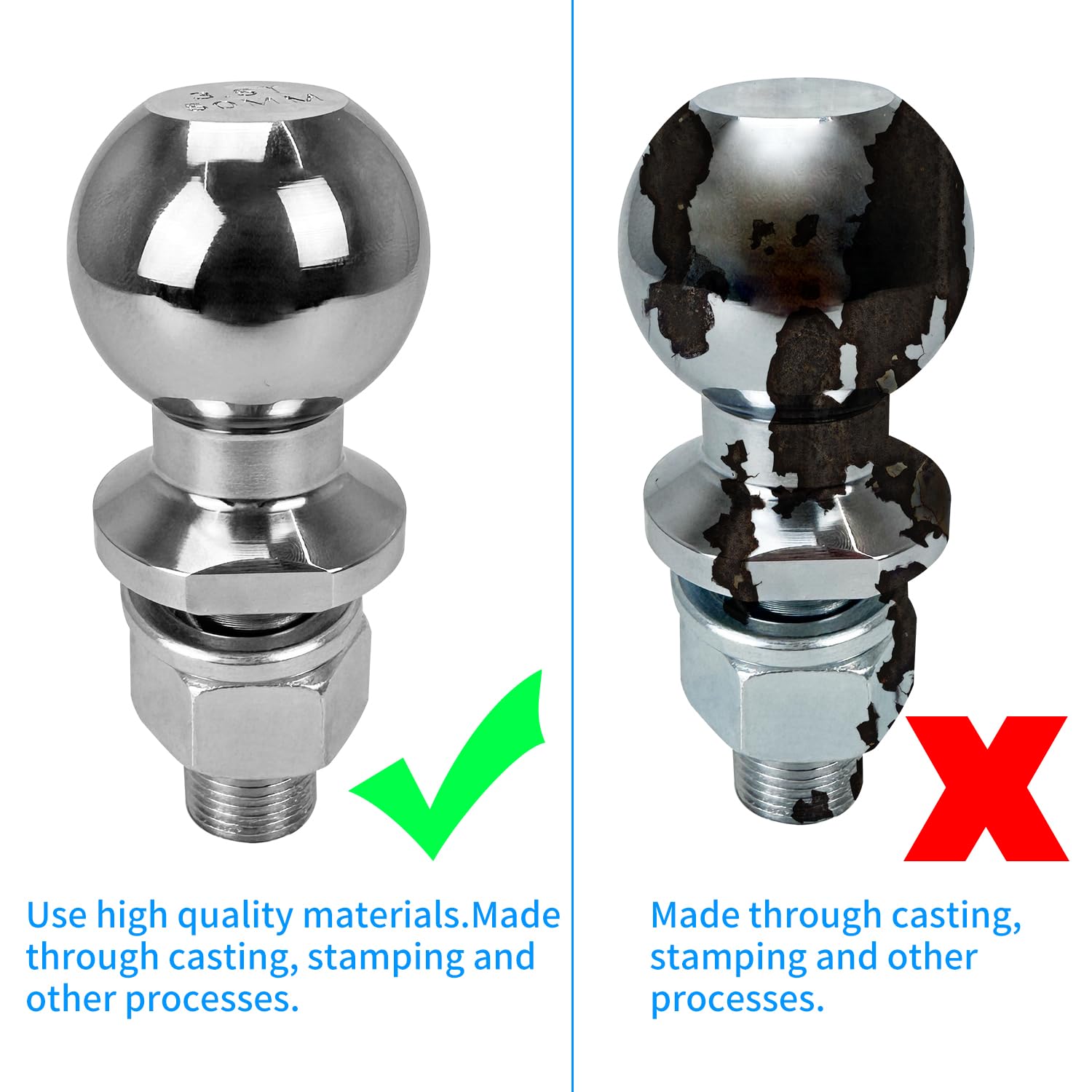 Gancio Traino Sferico 3,5t - Testa Sfera 50mm Per Rimorchi E Roulotte, Acciaio Cromato - Foto 4