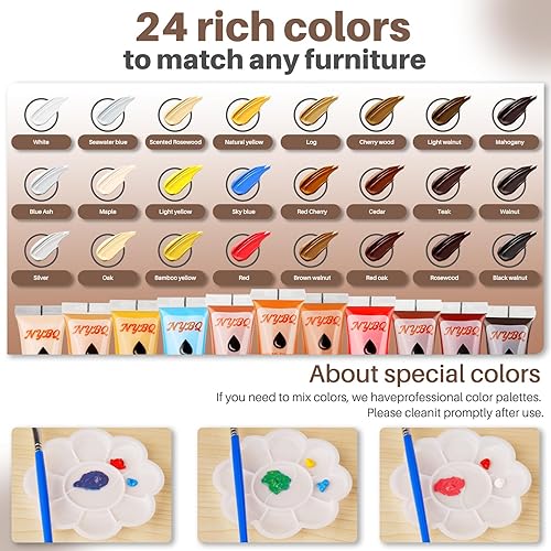 Miniatura 2 de NYBQ Kit de reparación de muebles de madera, kit de reparación de suelos de cera de 24 colores con bolígrafo de calor, reparación de arañazos para