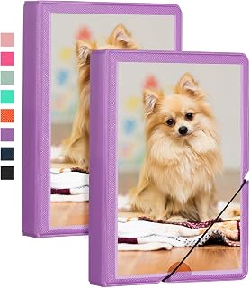 Lifting 2 Pack Small Photo Album 4x6 28 Pockets Plastic 4 x 6 Photo Book Album with Customizable Cover Mini Picture Album for Family Wedding Anniversary Baby Vacation (Royal Purple)