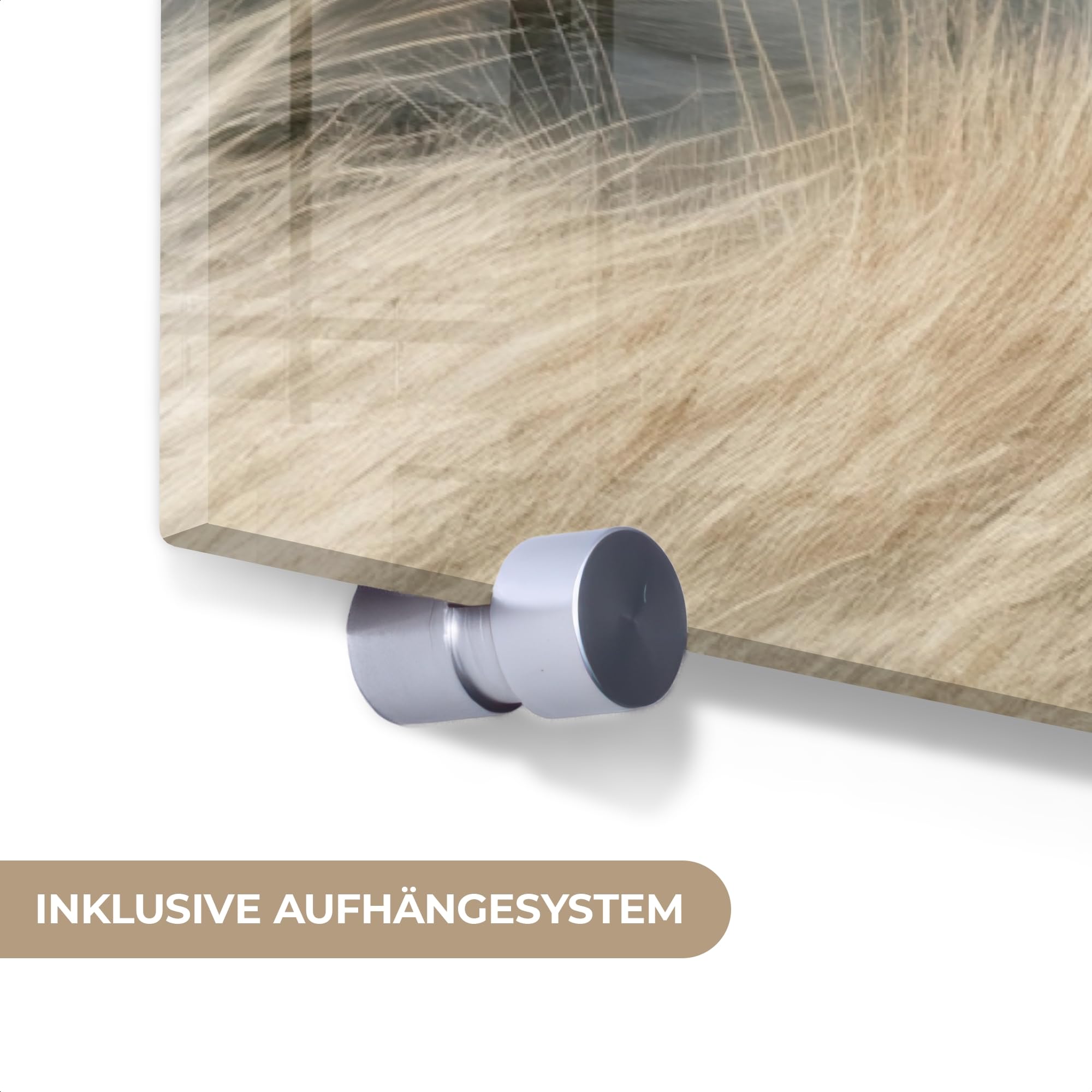 MuchoWow© Bild auf Glas 120x80 cm Schlafzimmer Bilder Badezimmer Wand Deko Wohnzimmer Modern Wanddeko Bilderwand Geschenk Dünen - Gras - Spuren - Wolken