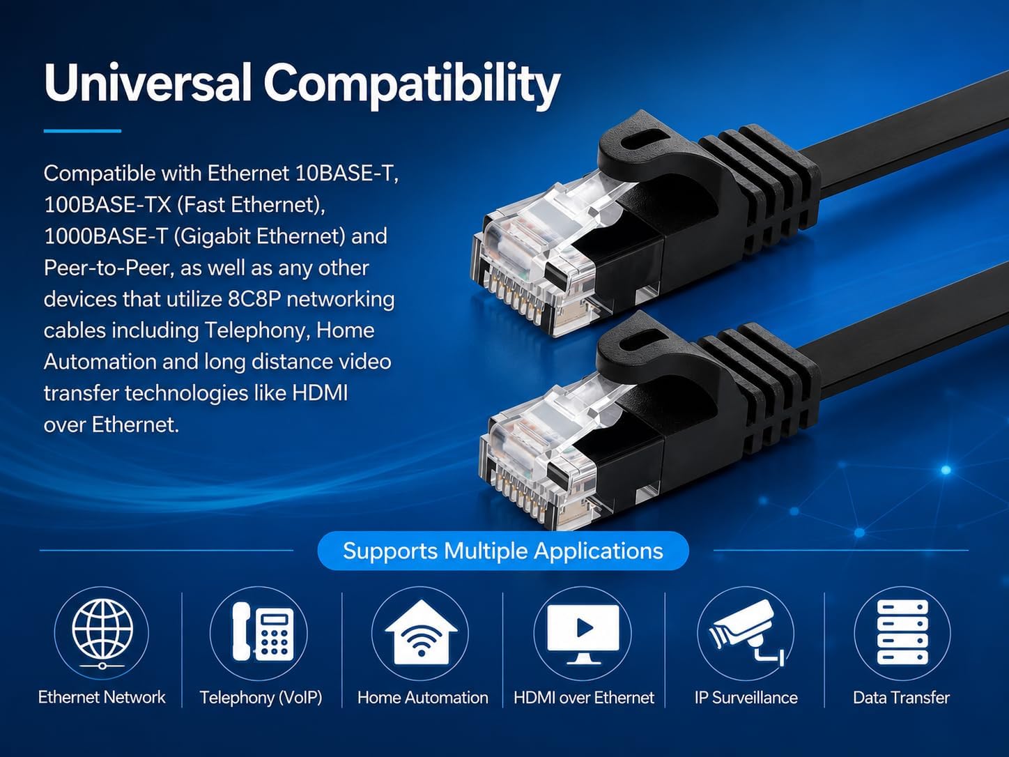BRENDAZ Lot de 2 câbles Ethernet Cat5e de 30,5 m – Câble de raccordement réseau sans accroc, plat, 350 MHz, UTP, pour PC, serveur, routeur, modem, TV, PS5, consoles de jeux (2 pièces, 30,5 m)
