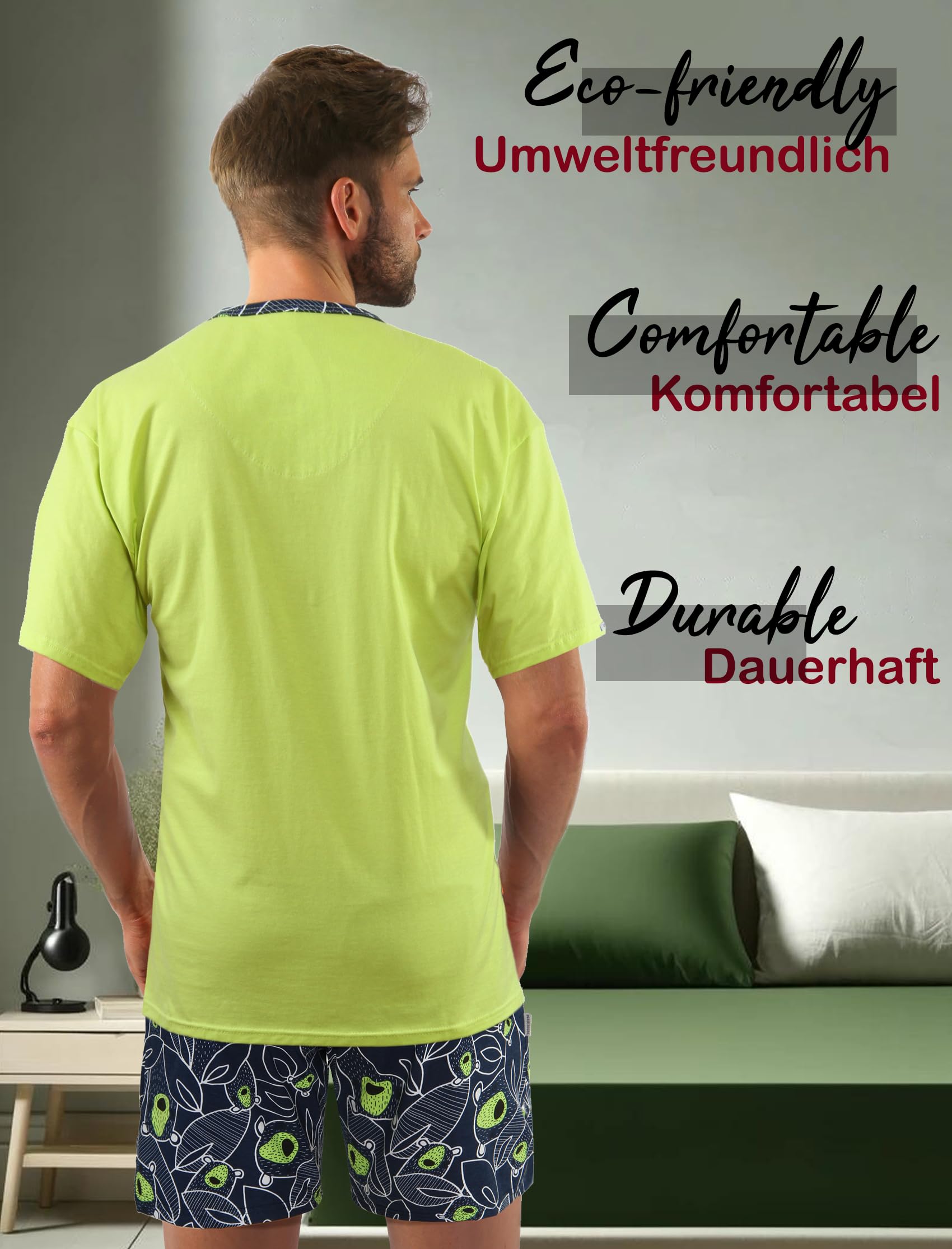sesto senso Pigiama Uomo Corto Cotone Biancheria da Notte Pigiami Due Lingerie Maniche Corte Pantaloni Corti