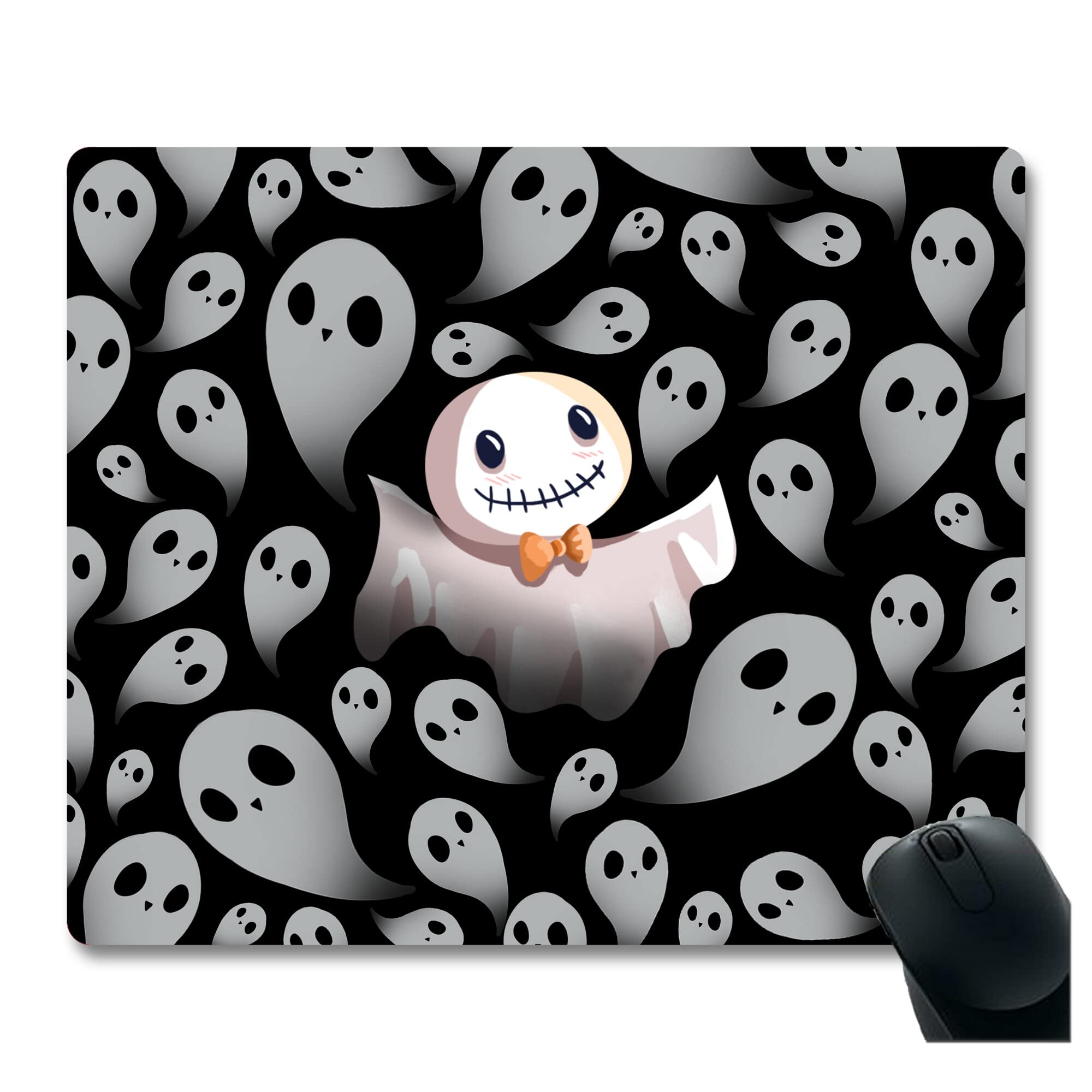 iFUOFF Mouse Pad Halloween Ghosts Cute Design Mousepad with Non-Slip Rubber Base Waterproof Mouse Pads for Computers, Laptop, PC, Gaming, Office Home (9.5 x 7.8in, Grey)