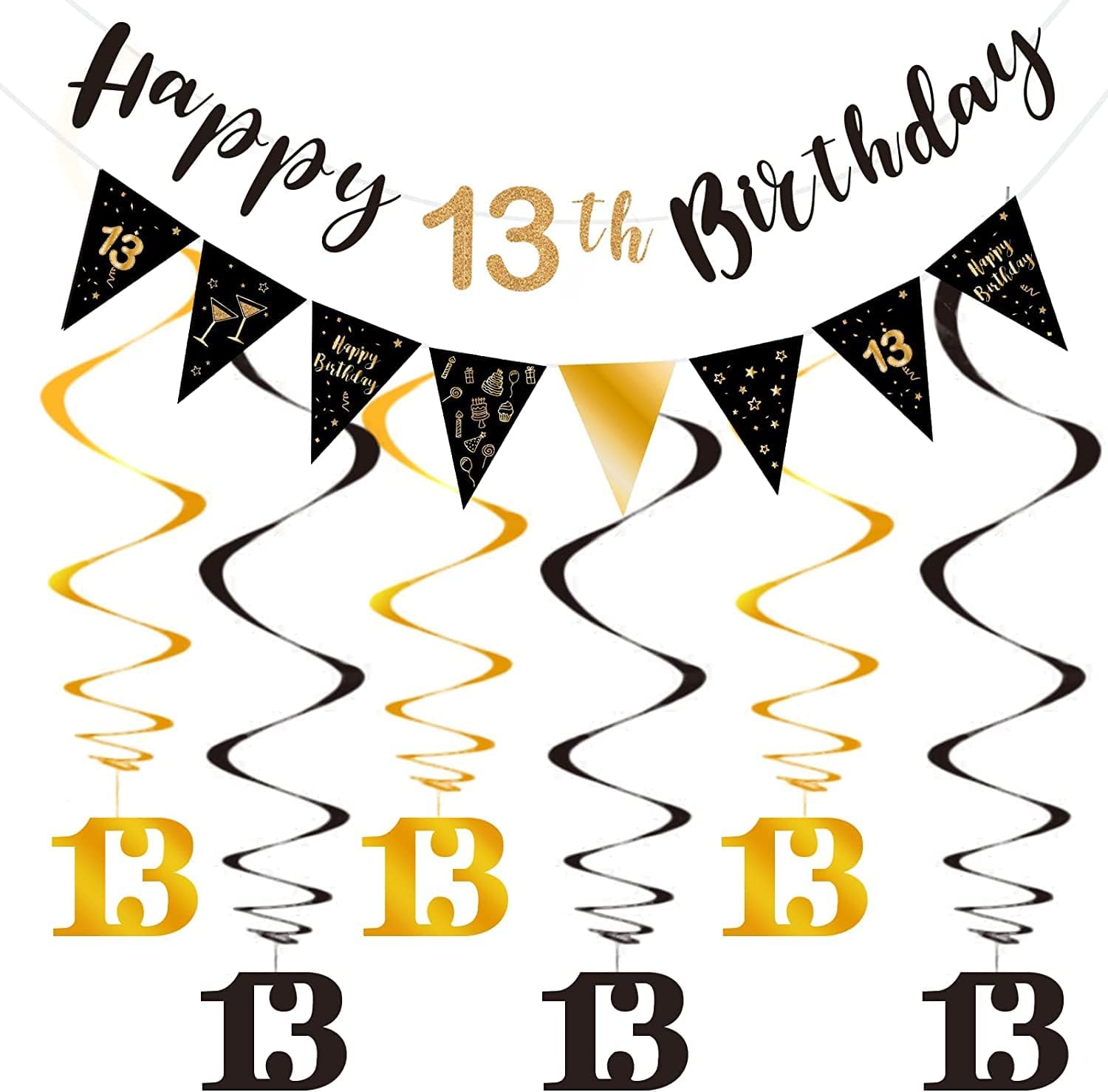 Décorations De 13e Anniversaire Pour Garçons, Ballons Noirs