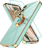 Vista 120 de Gritup Funda para Samsung Galaxy A14 5G: Funda para Samsung A14 2 piezas, protector de pantalla, soporte de anillo de rotación de 360°, soporte