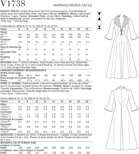 Miniatura 4 de Vogue Patterns V1738A5 Vestido de señorita, a5 (6-8-10-12-14), blanco