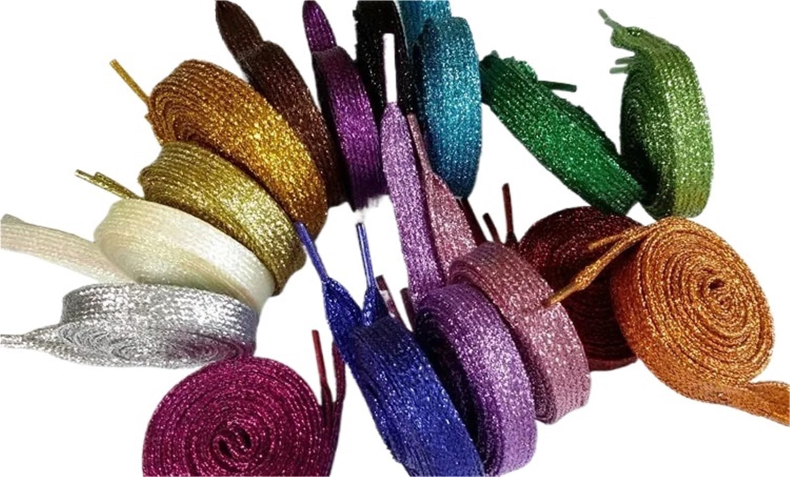 10 pares de cordones brillantes dorados y plateados for zapatillas deportivas Para Sneaker