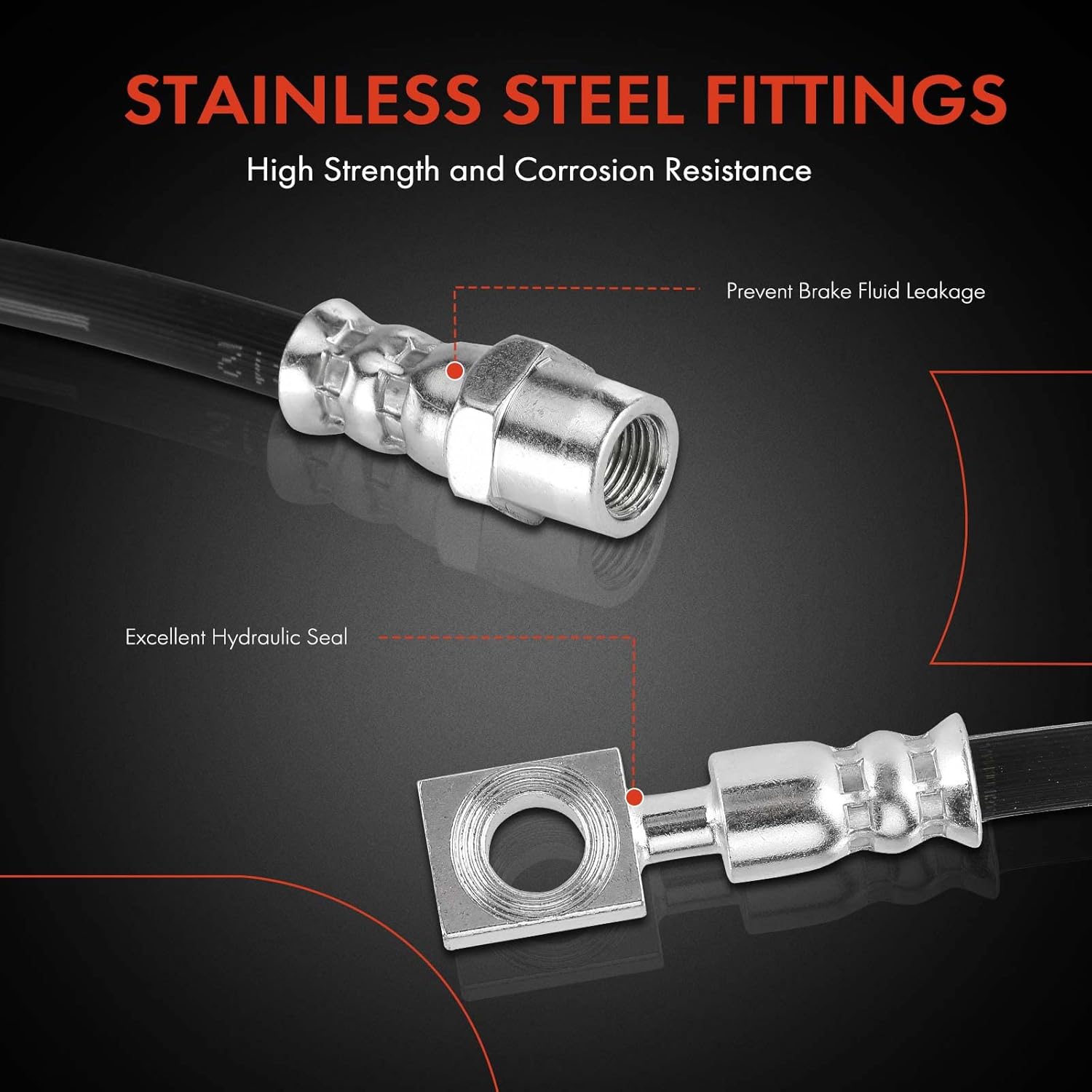 A-Premium Front Driver and Passenger Brake Hydraulic Hoses Compatible with Select Mini Models - Cooper 2002-2008 1.6L - Replace# 34306794002(Pack of 2)