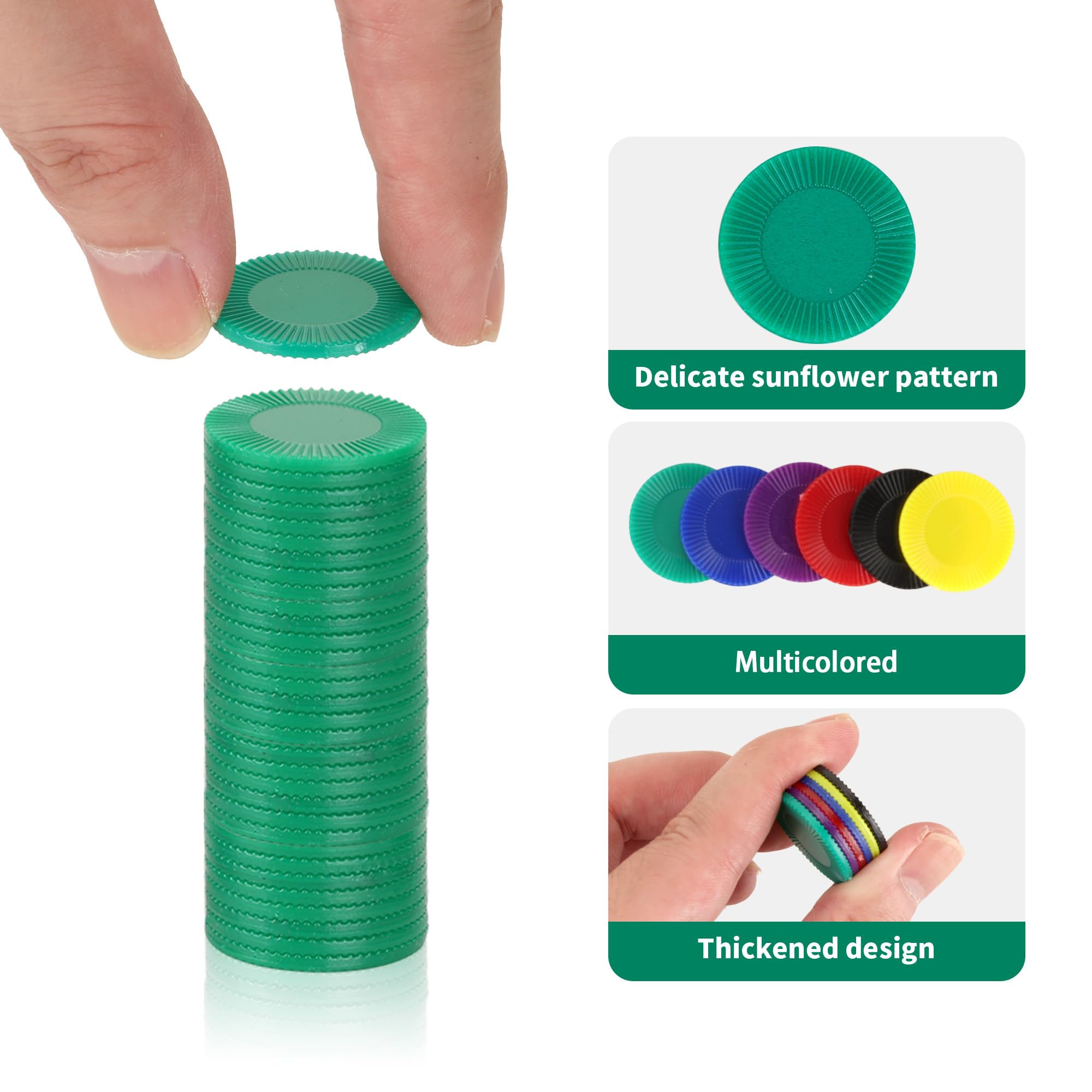 AZKEEGREY 600 Pcs Counters Coloured Plastic Bingo Counters Double Sided Counter for Maths Stackable Game Chips for Play Counter (6 Colors - Image 3