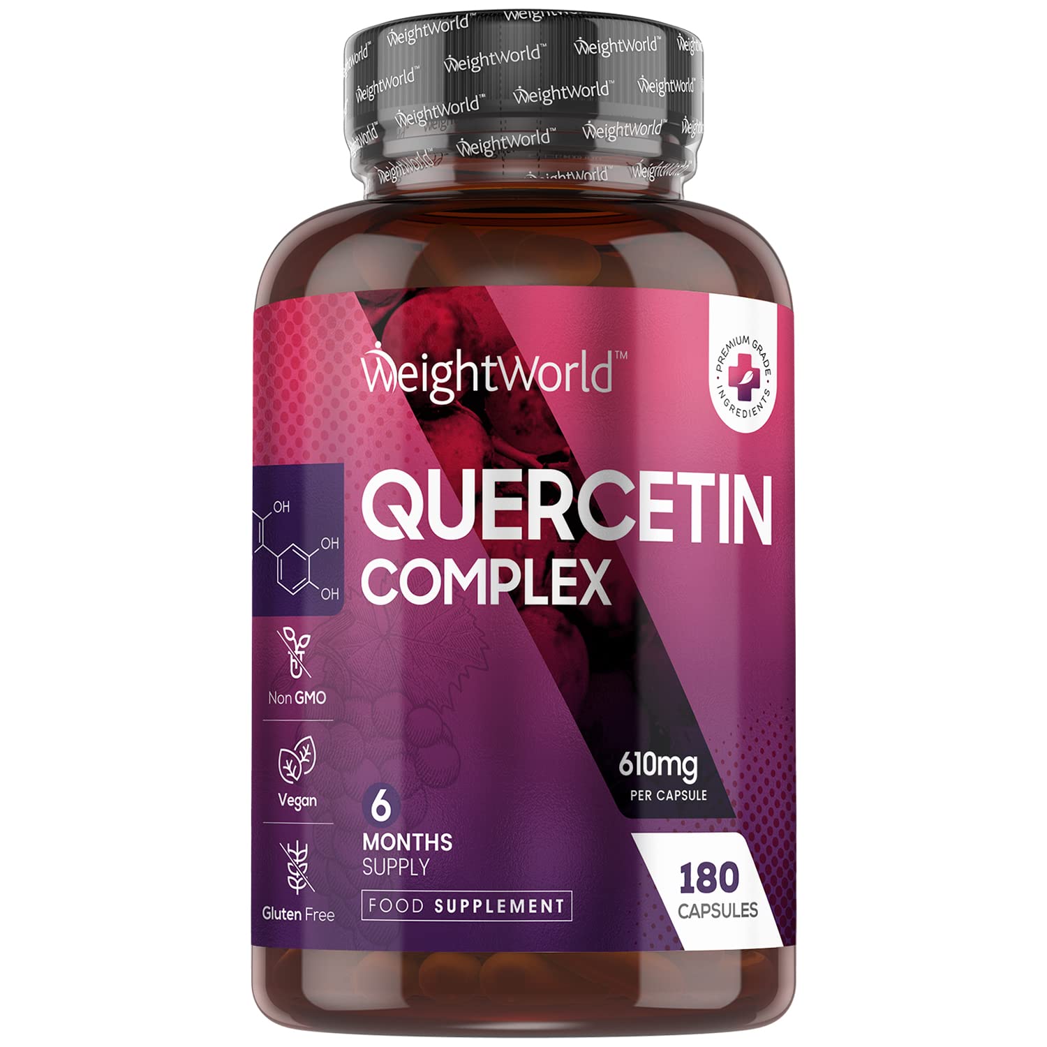 Quercetin Bromelain Complex - 180 Vegan Capsules - Quercetin 500mg with Vitamin C, Rosehip, Acerola Extract & Bioflavonoids - Immunity Quercetin Supplement (Not Quercetin Tablets) - GMO & Gluten Free