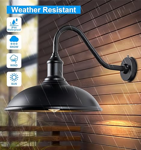 Miniatura 10 de FORMAIMI Luz de granero grande de 18 pulgadas con cuello de cisne, montaje en pared para exterioresinteriores, lámpara industrial Exteior