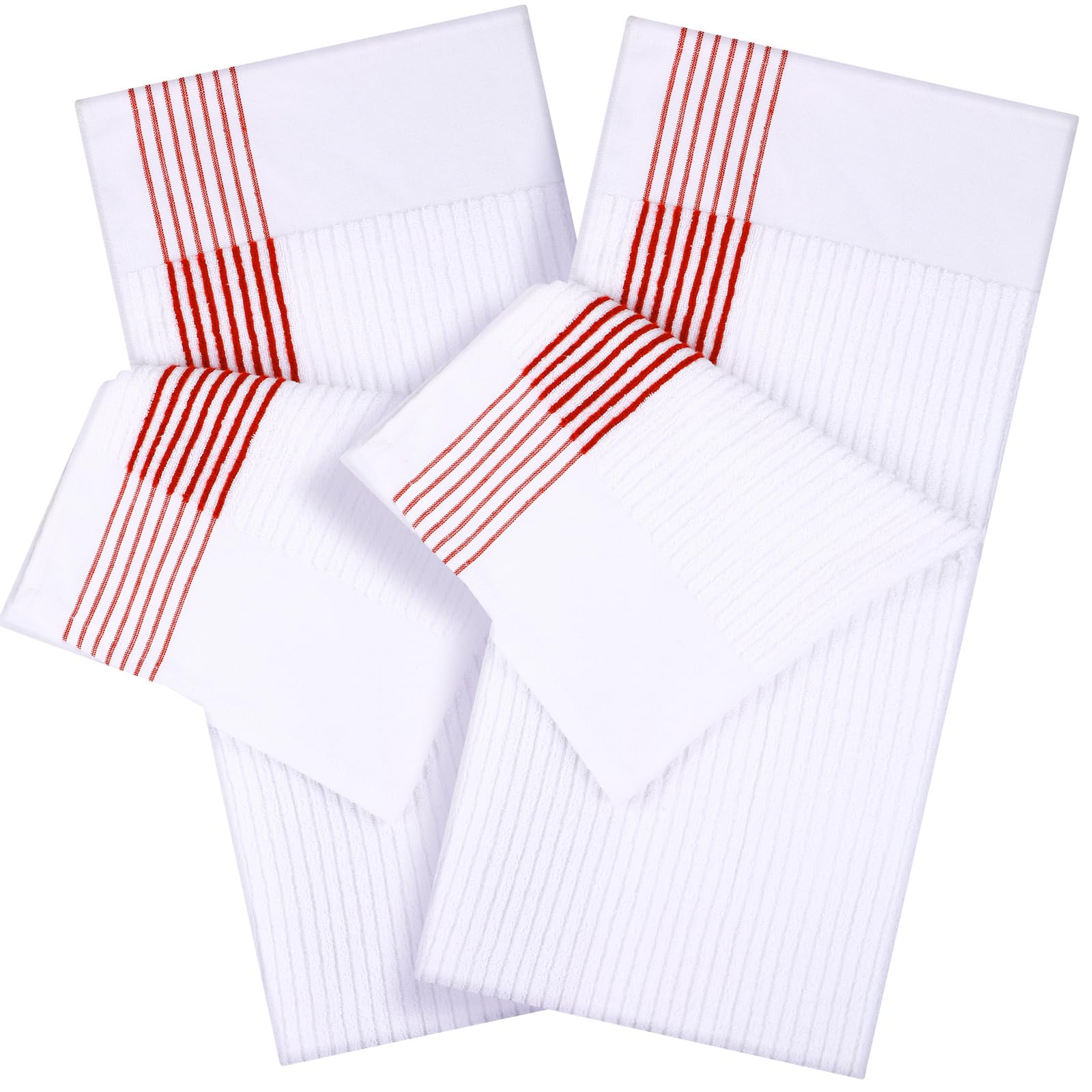 Mixweer 2 Pcs Caddy Golf Towel 22" x 42" Large Caddy Towel Camping Sport Towels Cotton Soft Towels for Man Golf Lovers (White with Red Stripe)