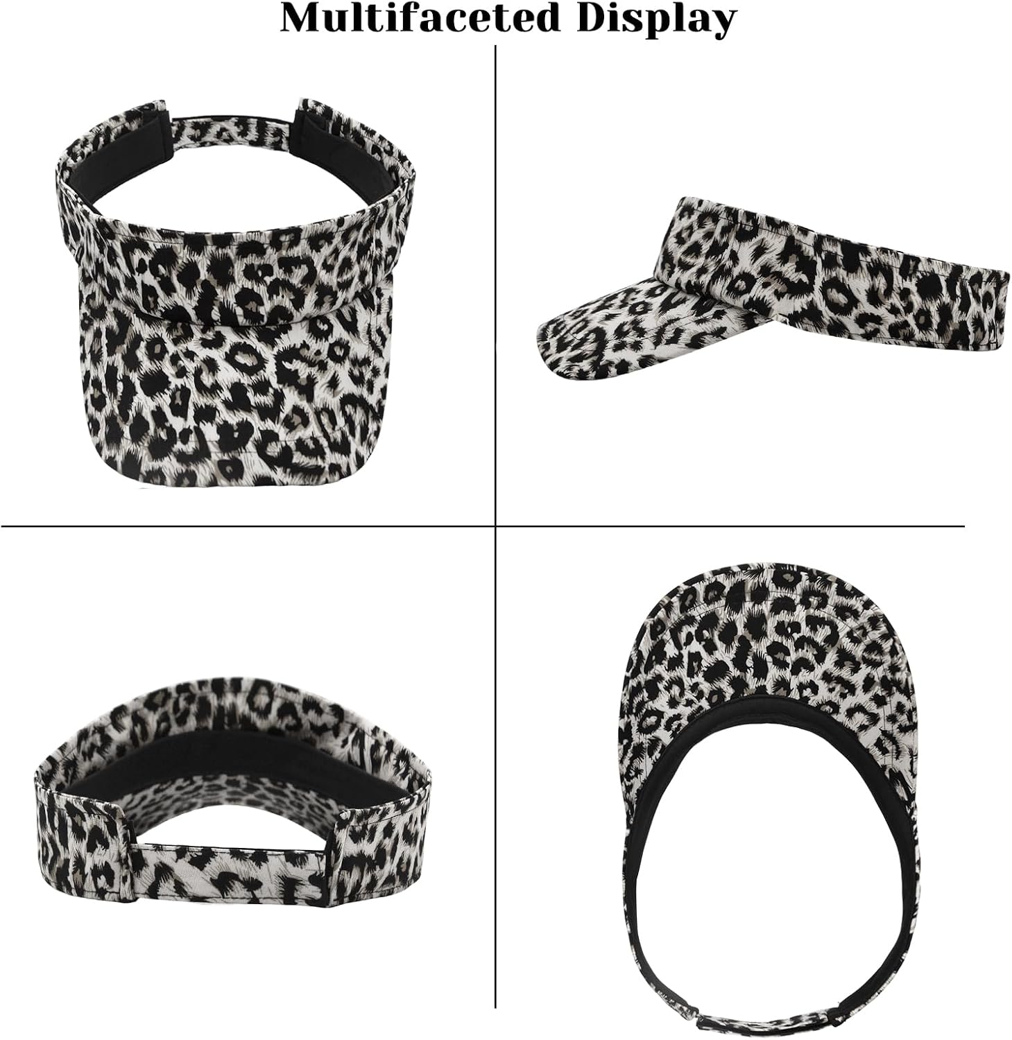 YAMEIZE Leopard Sun Visors for Women Men - Cheetah Print Running Golf Tennis Sun Hat Adjustable Ponytail Cap for Sport image 5