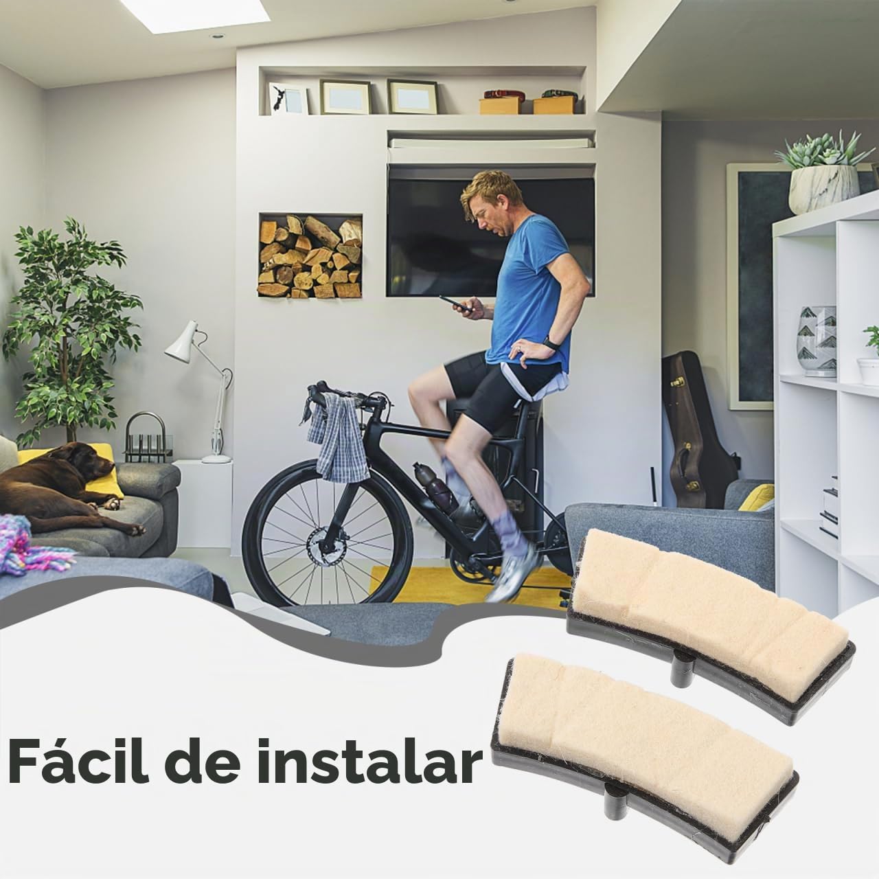 CLISPEED Pastillas De Freno para Bicicleta Estática Y Spinning Almohadilla De Fieltro Antideslizante Piezas De Freno para Ejercicio Fácil Instalación 3.62 X 1.25 X 0.98In 1 Par