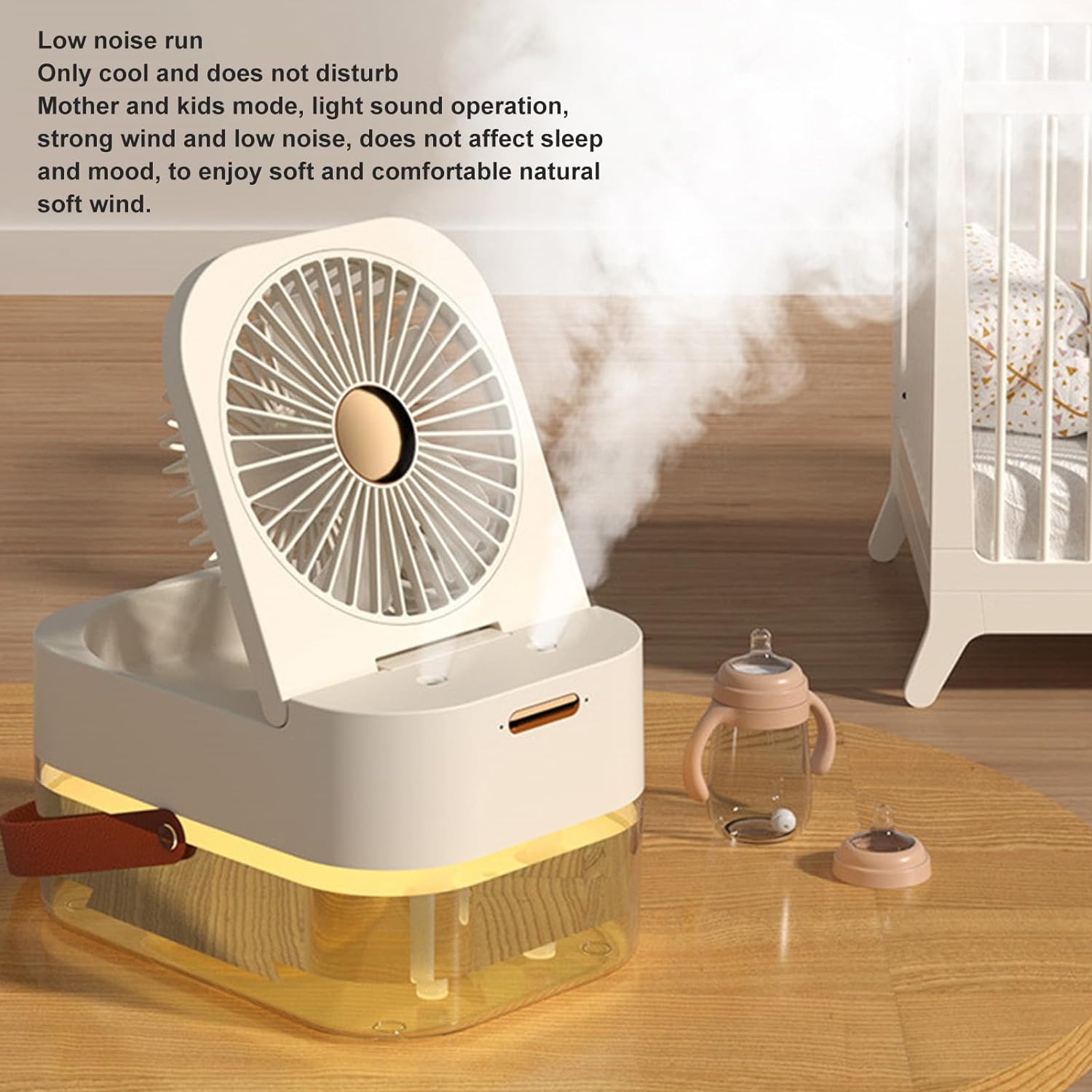 per Uso Domestico Piccolo Ventilatore umidificatore da scrivania, Mini Ventilatore umidificatore Portatile con Telecomando ABS e Doppie Porte Spray for la casa