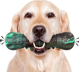 HETOO Dog Toys, Indestructible Dog Toy for Aggressive Chewers with Squeaker, Tough Chew Sitck Toys for Medium Large Breed Keep Them Busy Indoor & Outdoor, Gift for Dogs - Mix Green Color