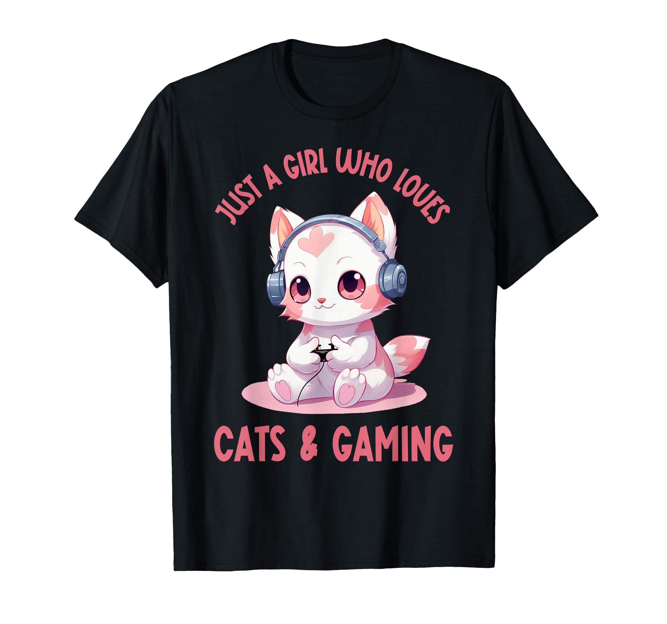Just a Girl Who Loves Cats and Gaming Cute Kawaii Kitten T-Shirt