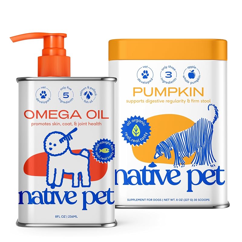 Suplemento de óleo de peixe para cães com óleo de salmão e pó de abóbora Native Pet, 224 g