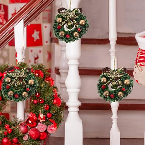 Miniatura 3 de 10 mini coronas de Navidad con coronas decorativas en miniatura para puerta del árbol de Navidad y adornos navideños de casa de muñecas